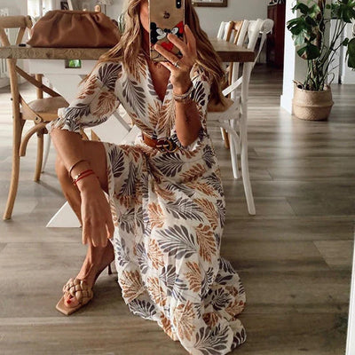 Robe longue imprimée d'inspiration bohème