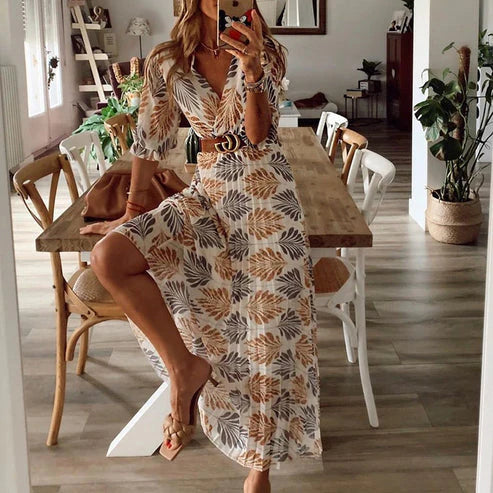 Robe longue imprimée d'inspiration bohème