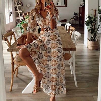 Robe longue imprimée d'inspiration bohème
