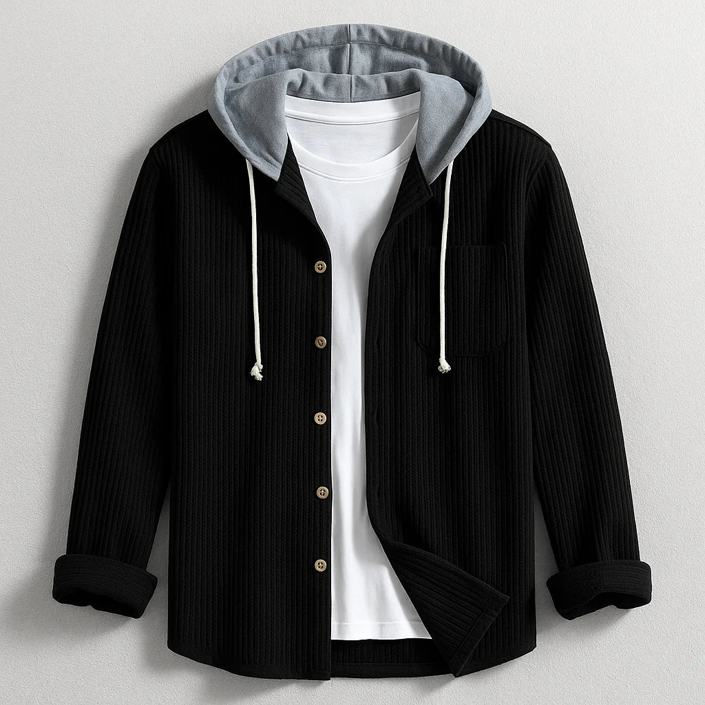Chemise à Capuche Velours Côtelé Homme – Design Moderne à Boutons
