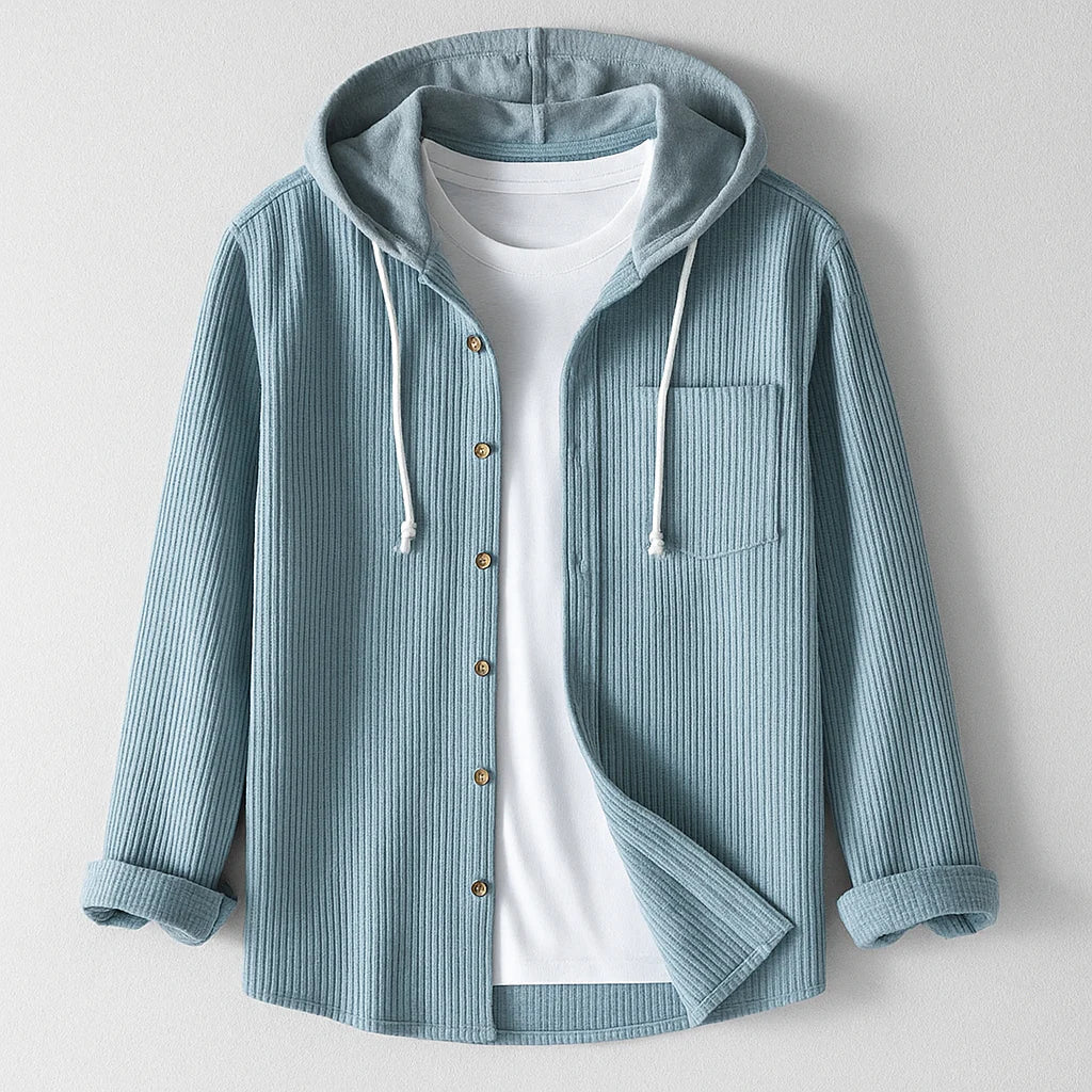 Chemise à Capuche Velours Côtelé Homme – Design Moderne à Boutons