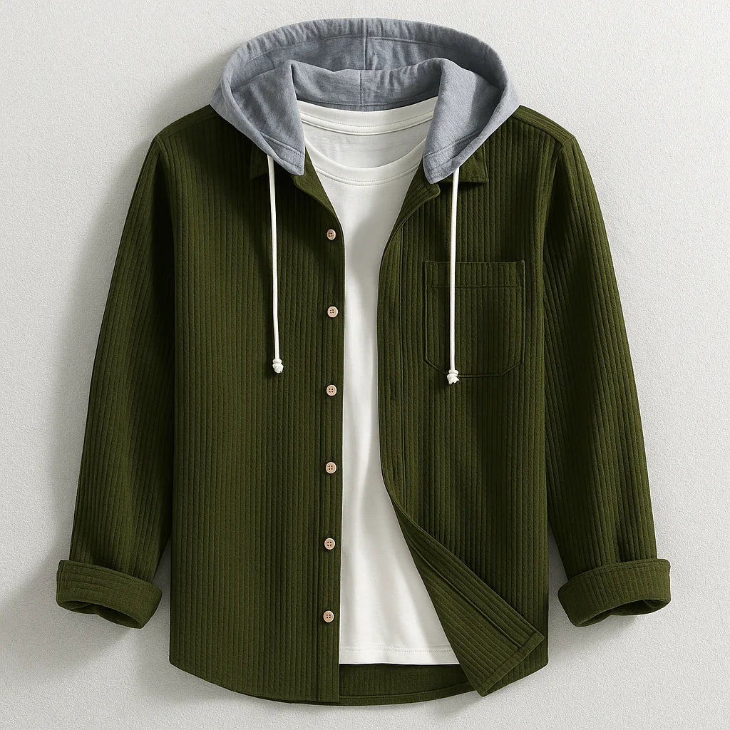 Chemise à Capuche Velours Côtelé Homme – Design Moderne à Boutons