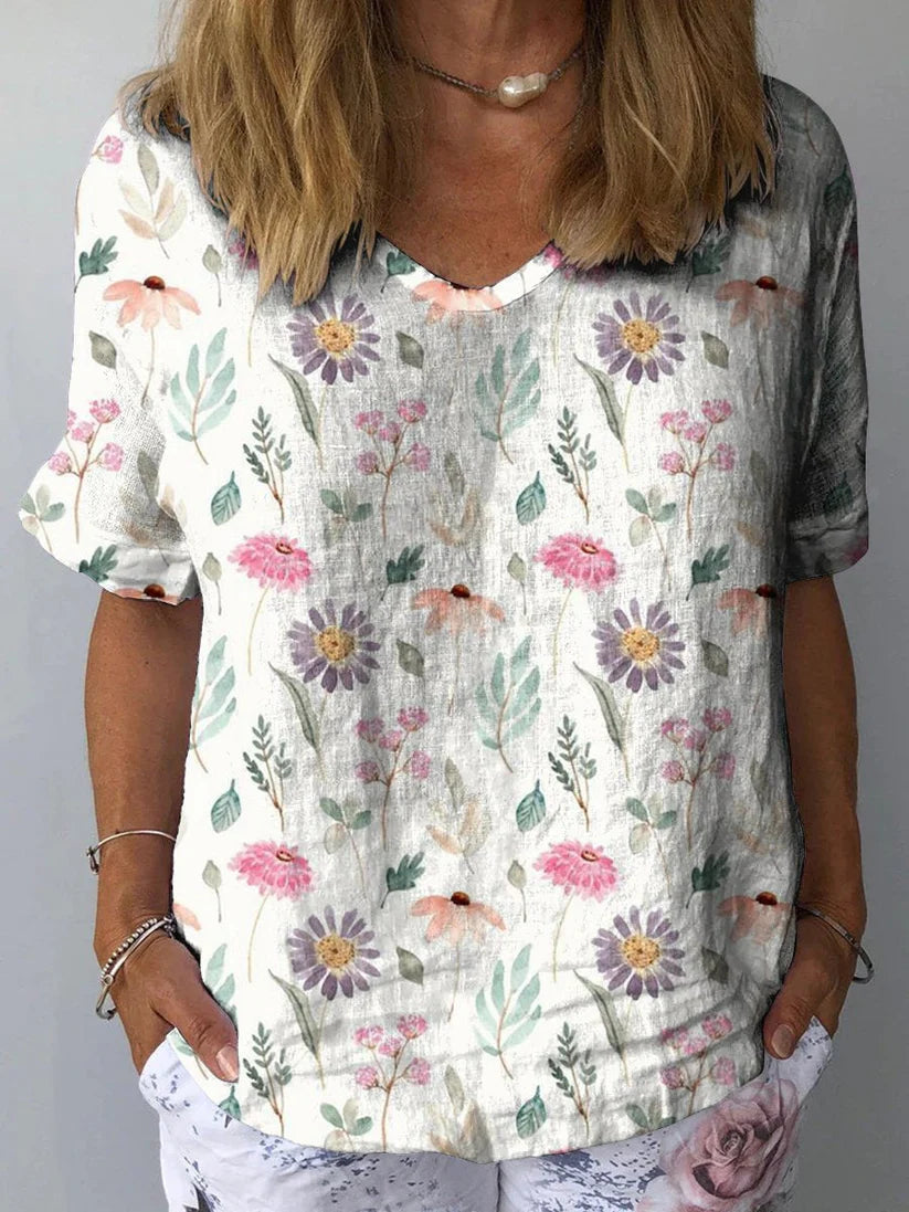 Chemisier d'été à motifs floraux pour femmes