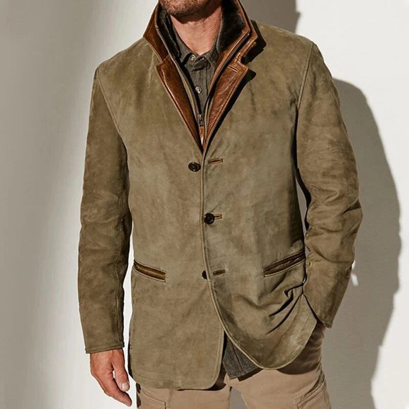 Veste Vintage Homme – Design Classique à Boutons avec Col Contrastant