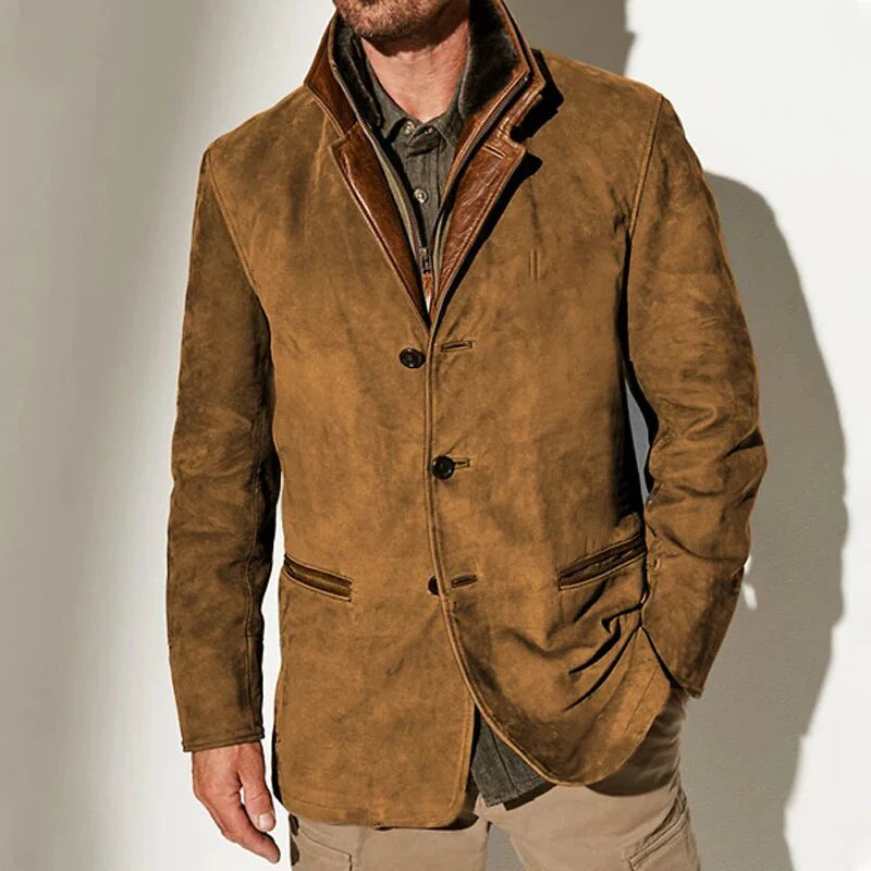 Veste Vintage Homme – Design Classique à Boutons avec Col Contrastant