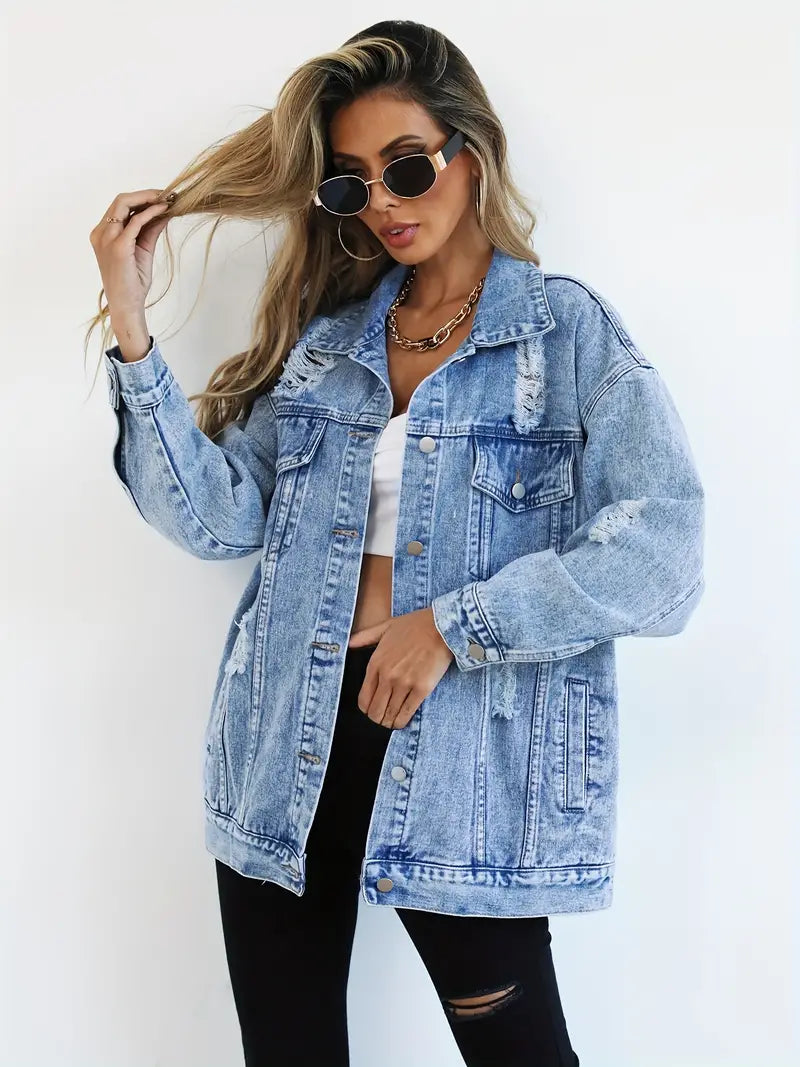 Veste en jean surdimensionnée pour femmes