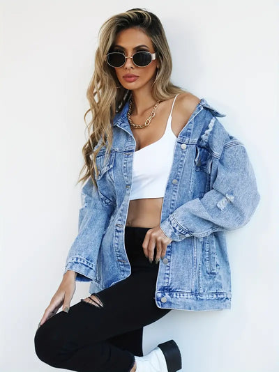 Veste en jean surdimensionnée pour femmes
