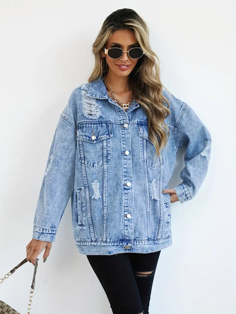 Veste en jean surdimensionnée pour femmes