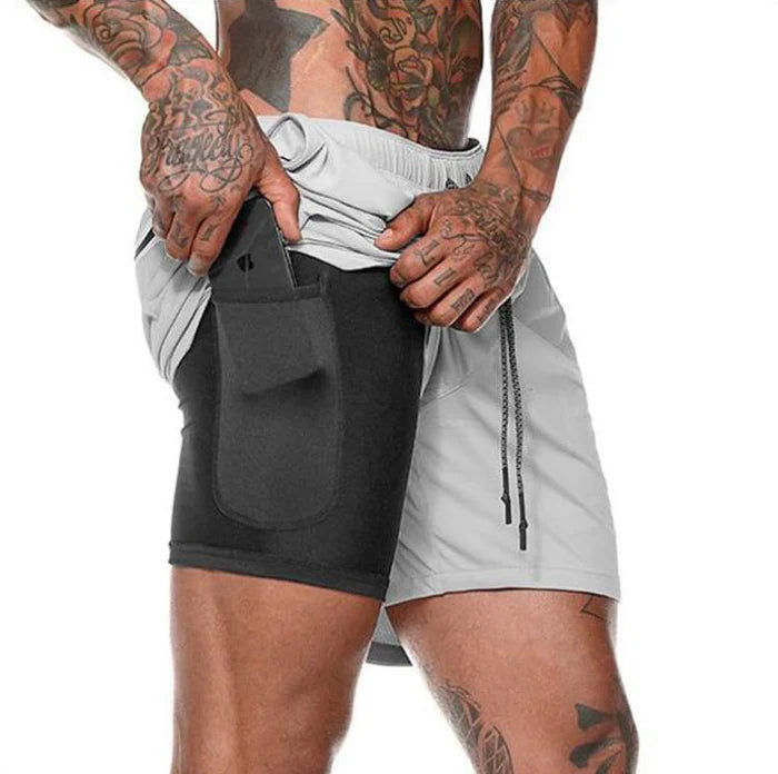 Shorts de Fitness Légers Signature pour Homme – Gris clair