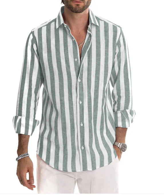 Chemise rayée à manches longues pour hommes