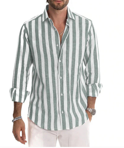 Chemise rayée à manches longues pour hommes