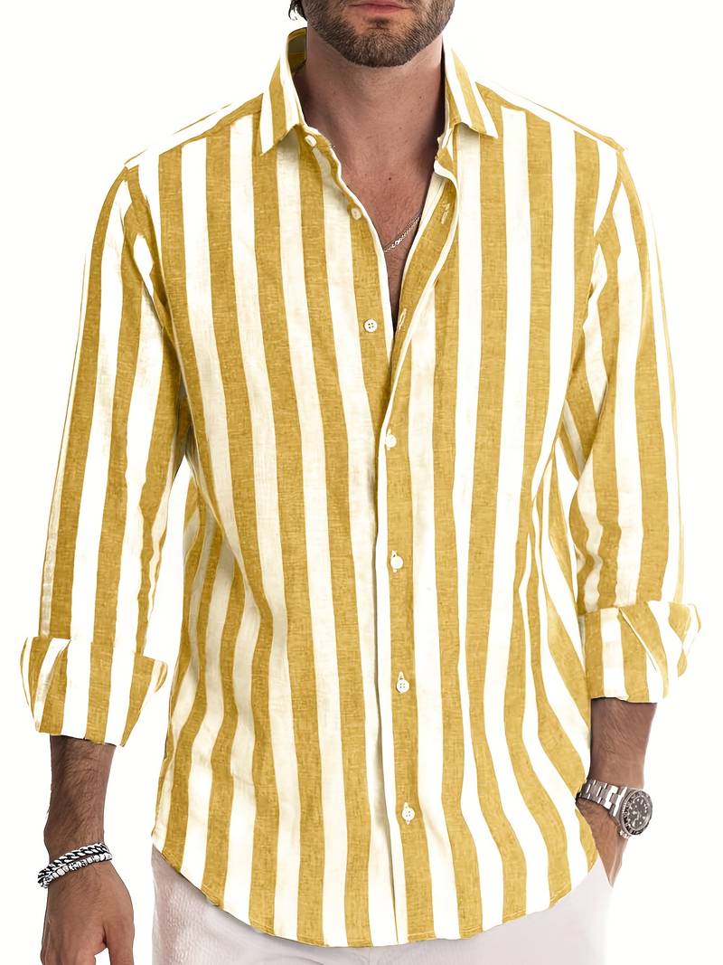 Chemise rayée à manches longues pour hommes