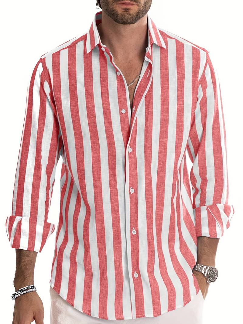 Chemise rayée à manches longues pour hommes