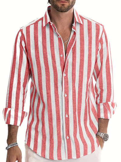 Chemise rayée à manches longues pour hommes