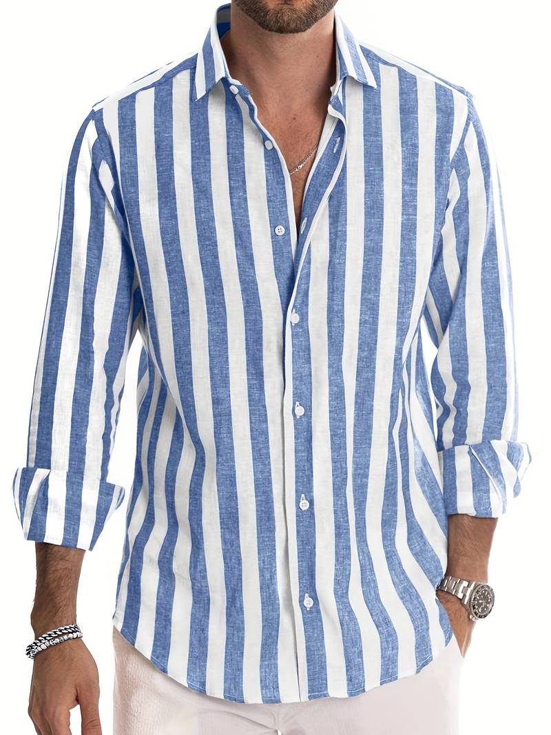 Chemise rayée à manches longues pour hommes
