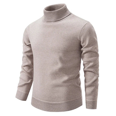 Pull à Col Roulé Élégant pour Homme – Beige