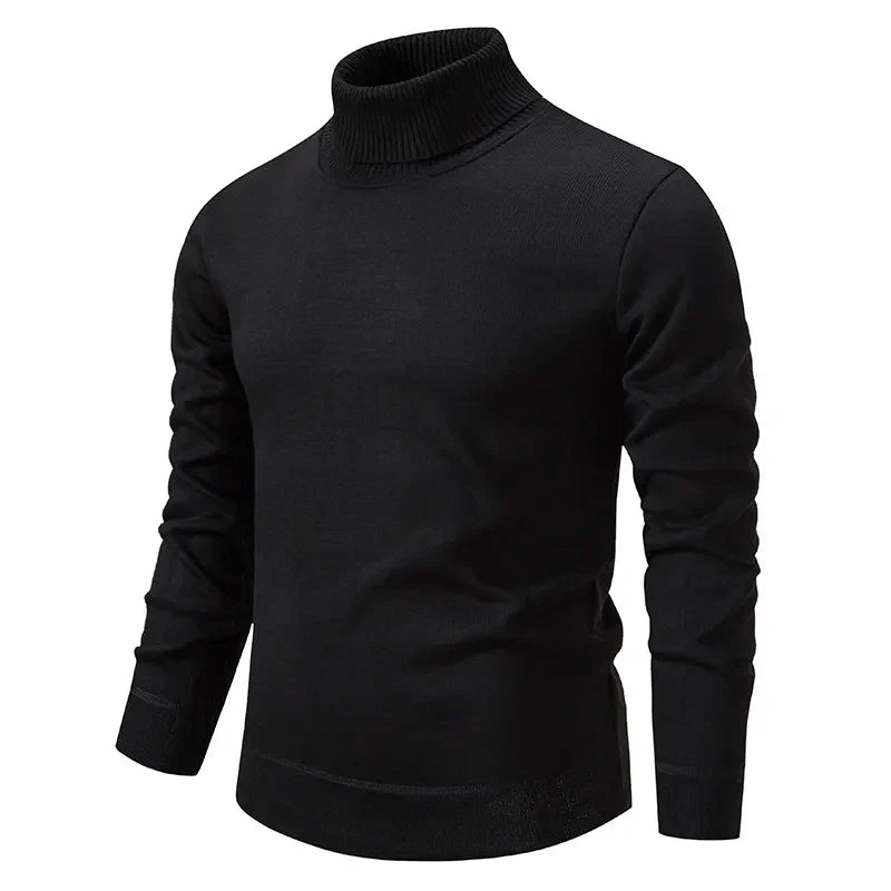 Pull à Col Roulé Élégant pour Homme – Noir