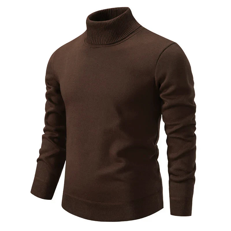 Pull à Col Roulé Élégant pour Homme – Marron